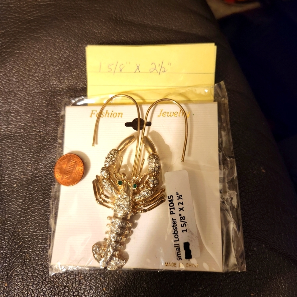 Lobster Rhinestone Brooch Pin